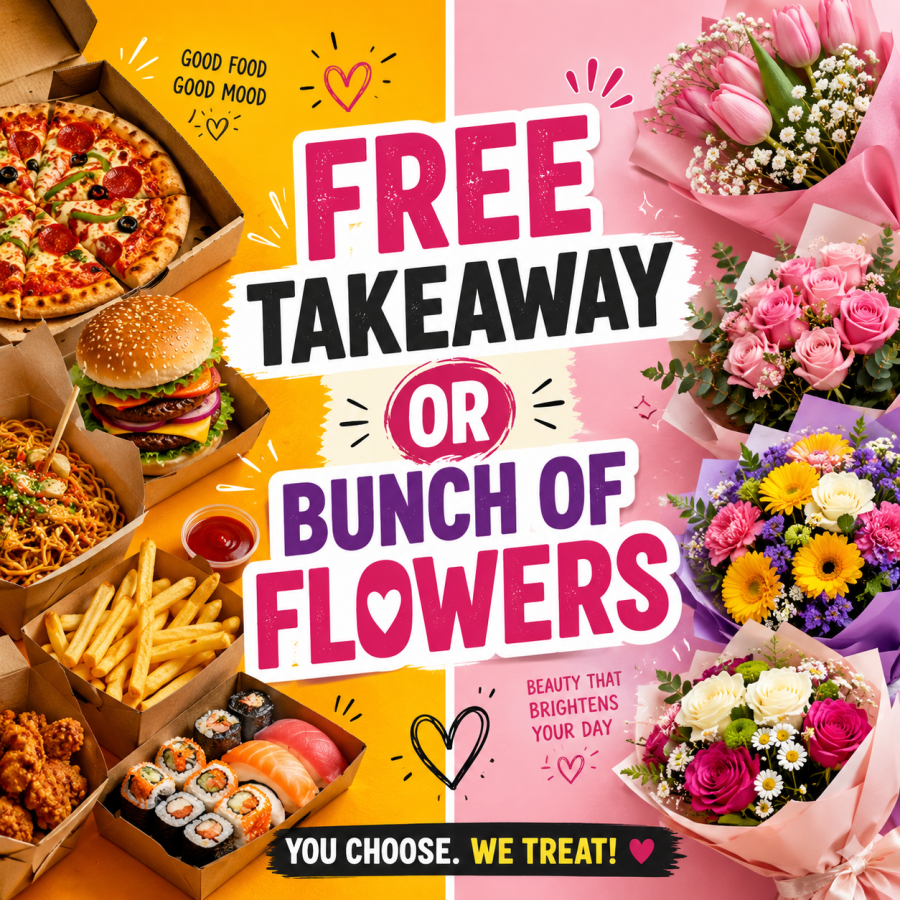FREE TAKEAWAY OR BUNCH OF FLOWERS - 20 WINNERS