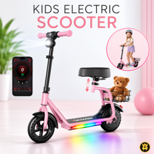ISCOOTER IK7 2-IN -1 KIDS ELECTRIC SCOOTER WITH SEA, BASKET & APP PARENTAL CONTROLS