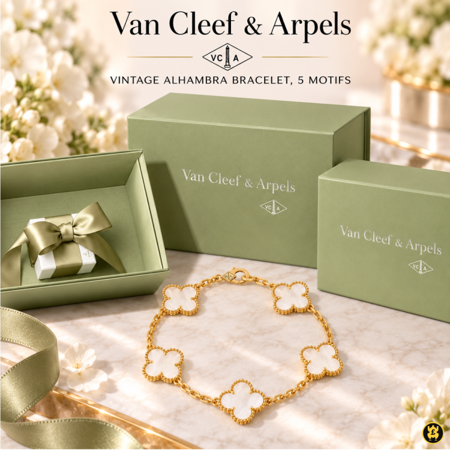VAN CLEEF &amp; ARPELS VINTAGE ALHAMBRA BRACELET- 5 MOTIFS 
